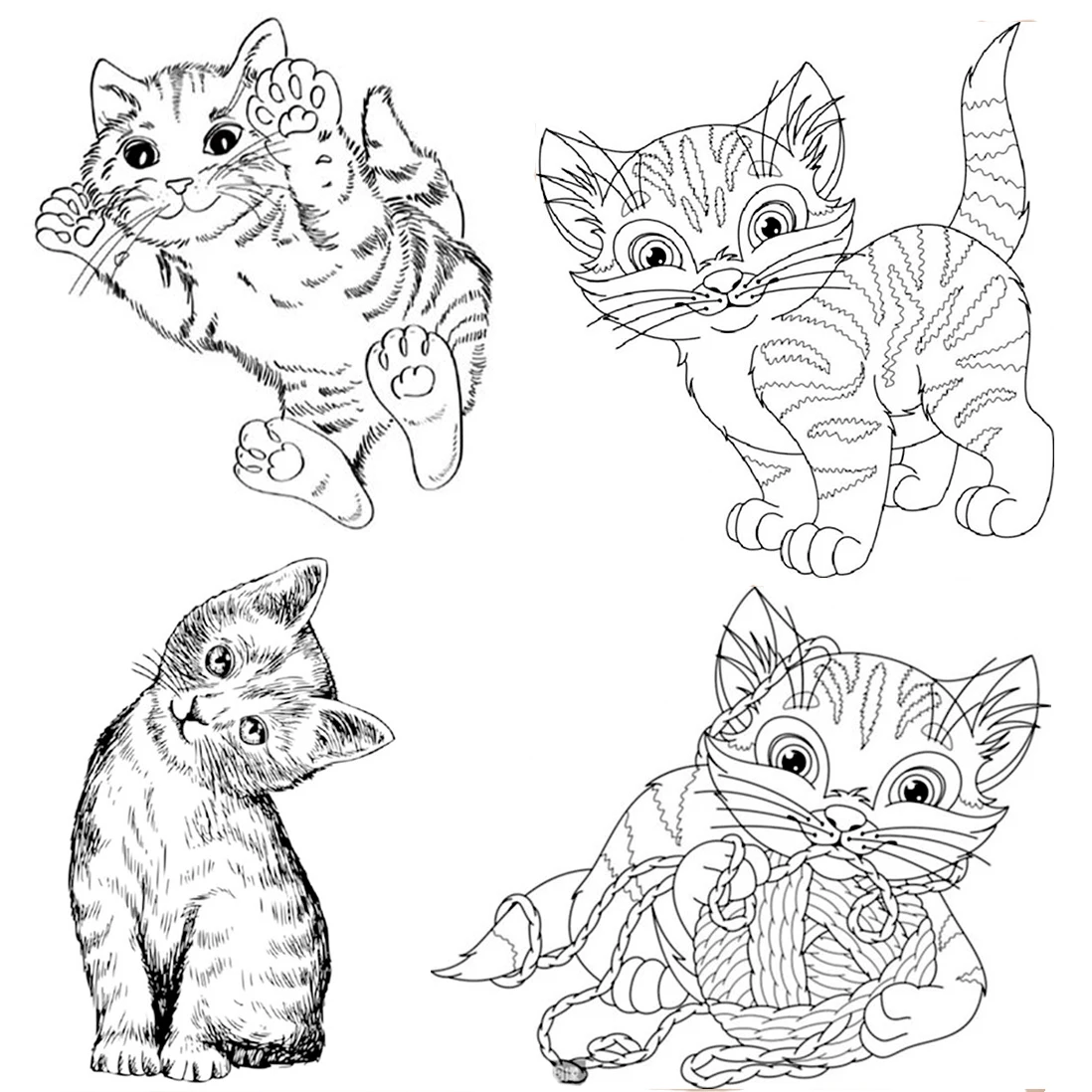 Clear Animal Four Cats Transparent Silicone Rubber Stamp And Metal Die Sheet Cling Scrapbooking DIY Cute Pattern Photo Album