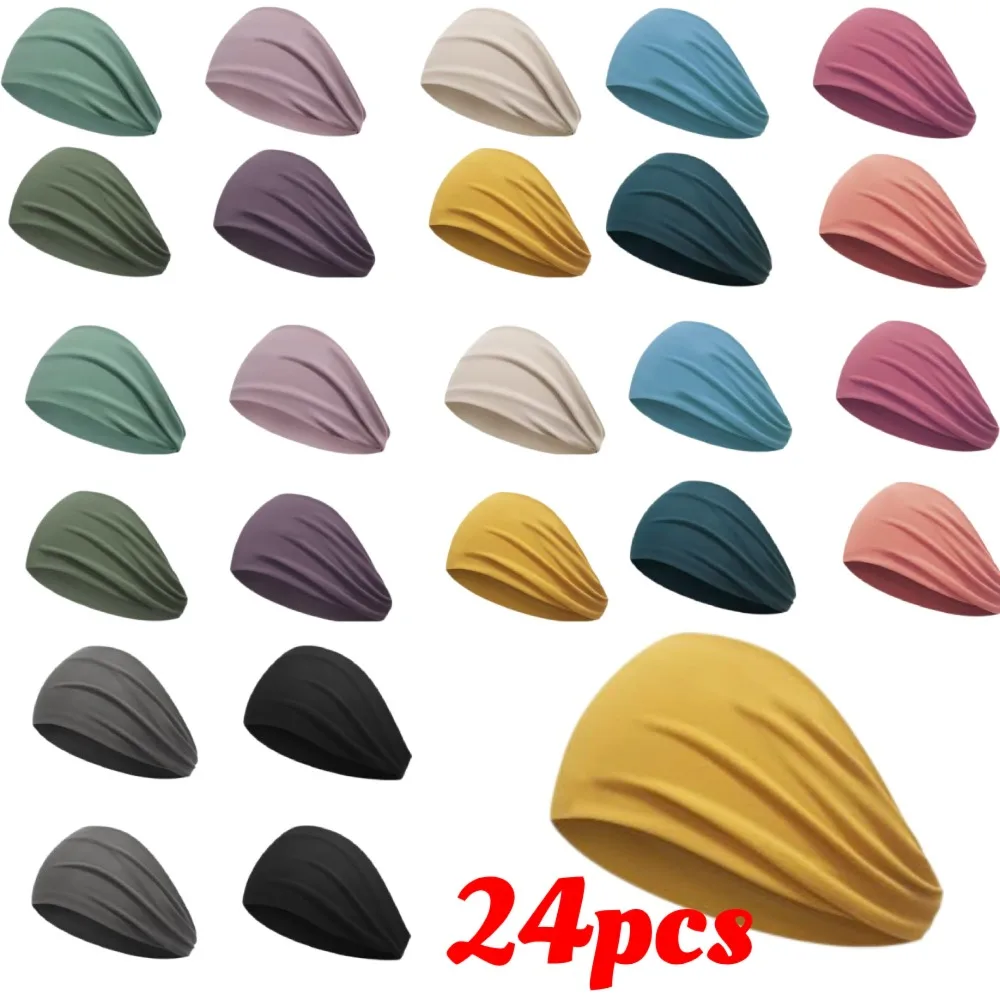 

24 шт. женских широких повязок на голову, эластичные и модные повязки, очень подходят для занятий спортом, йогой, бега и в качестве головных уборов.