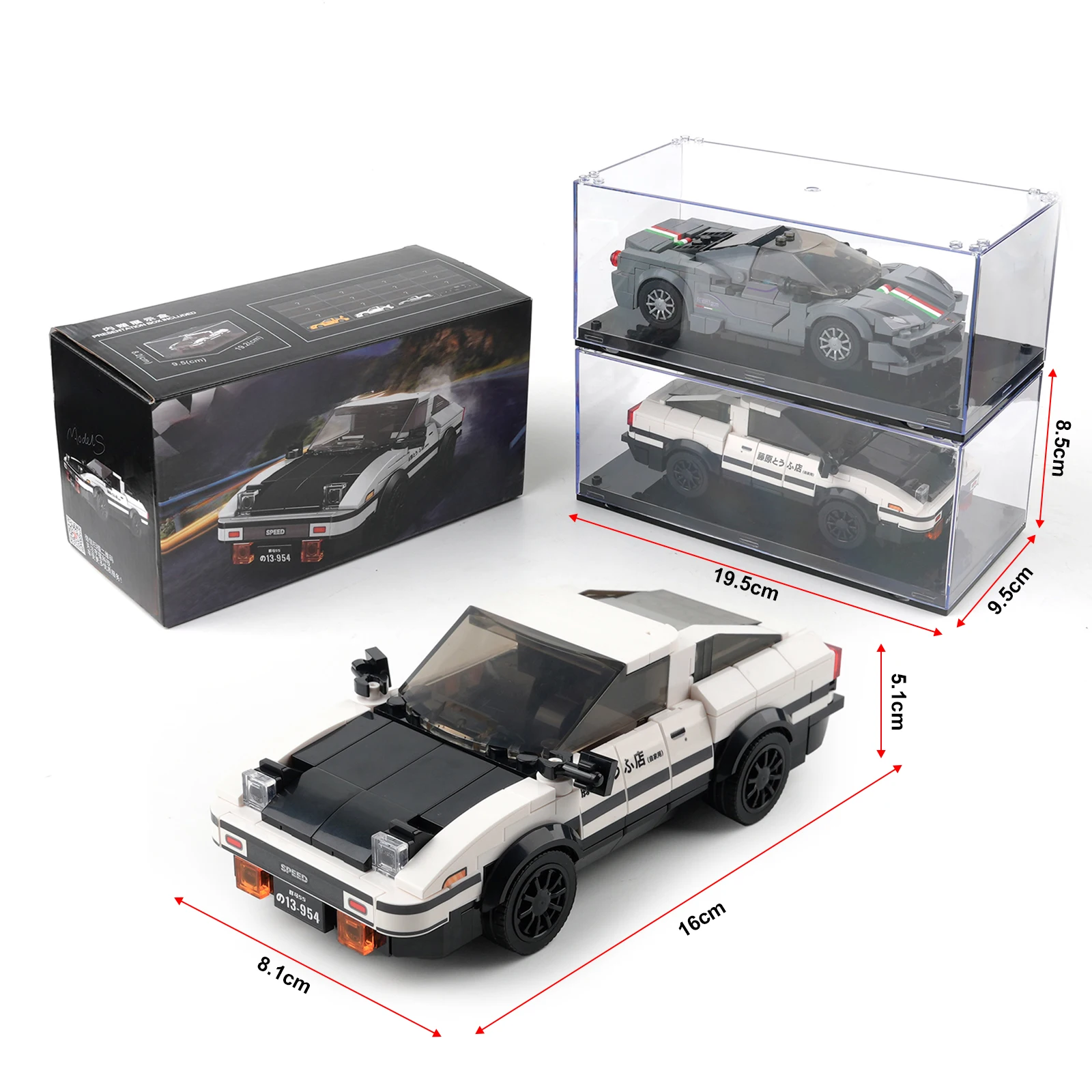 Mould King 27013 AE86 Initial D Car Models Building Sets with Display Case Collectible Model Car Kits Race Car Building Blocks