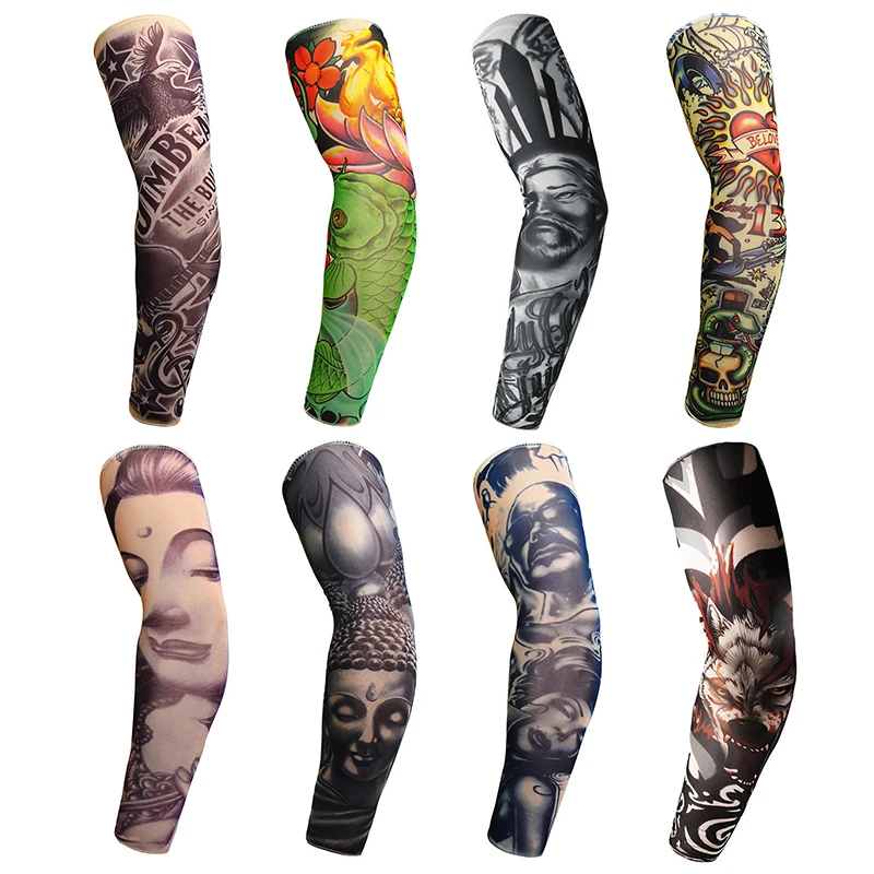 Arm Warmer Unisex Quick Dry UV Protection Outdoor Temporary Fake Running Arm Sleeve Skin Proteive Nylon Tattoo Sleeves Stockings