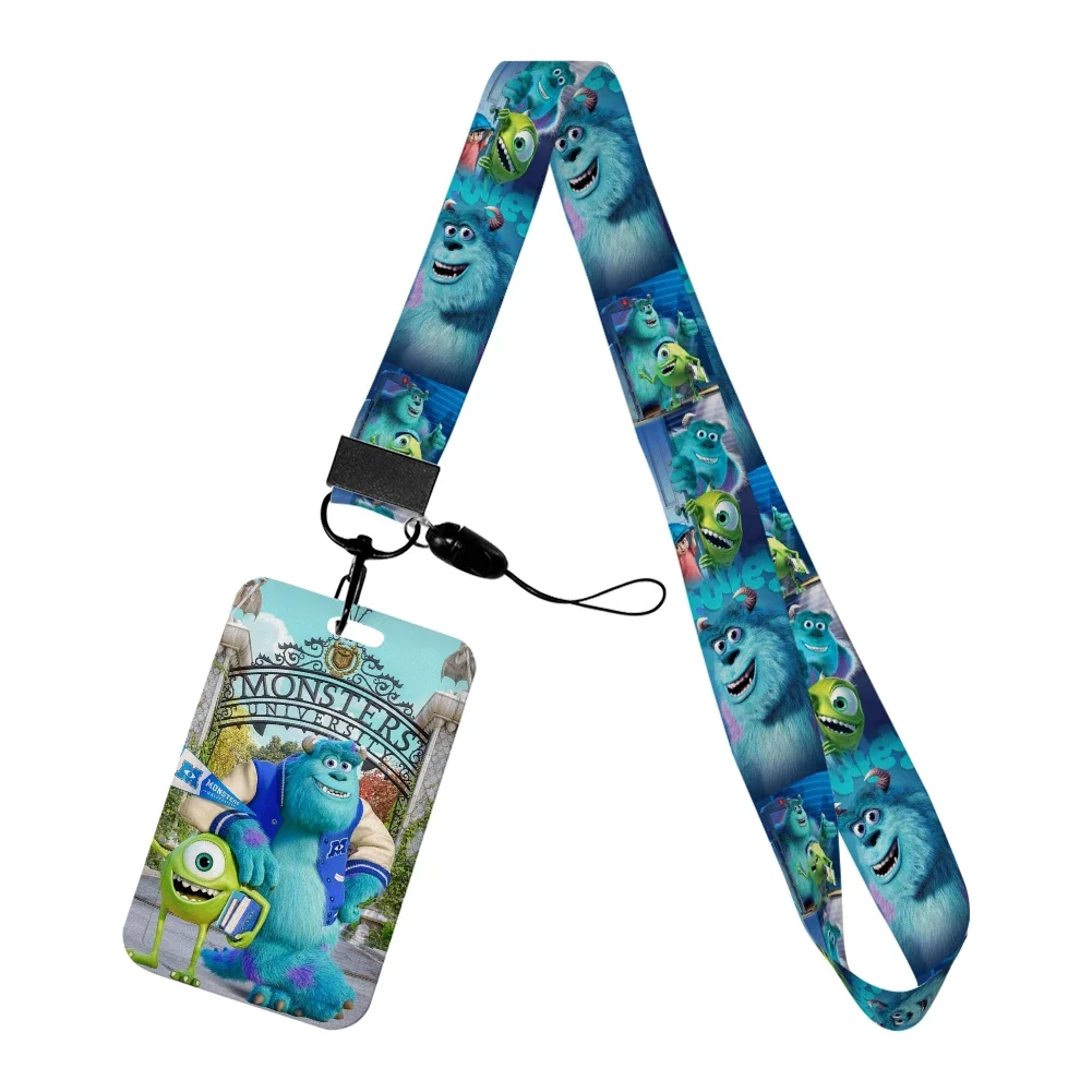 Disney Monsters University Card Case Lanyard ID Badge Holder Strap Students Bus Pass Case Cover Slip Bank Credit Card Holder