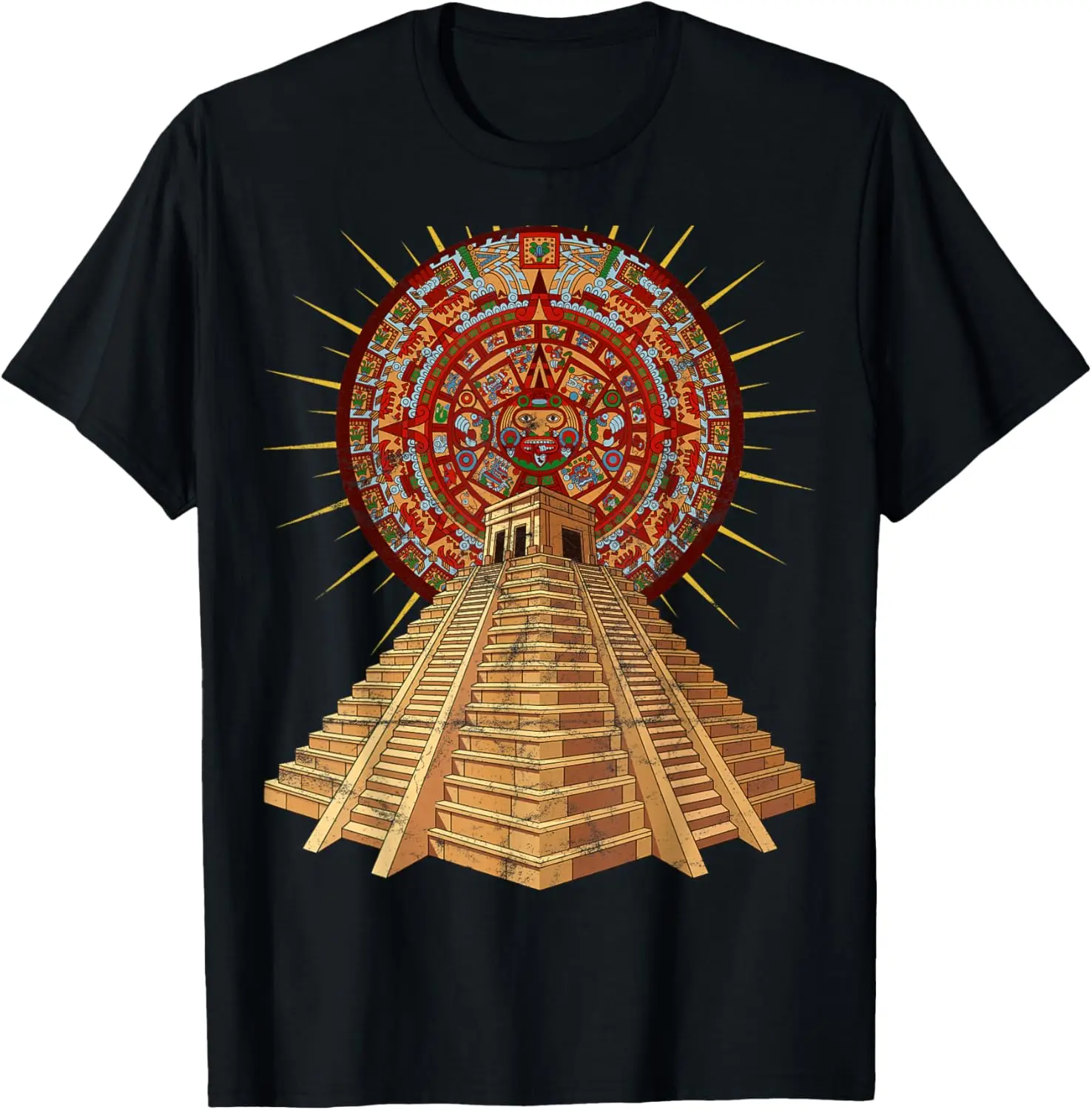 Aztec Calendar Mexican Native Mayas Mayans Art T-Shirt