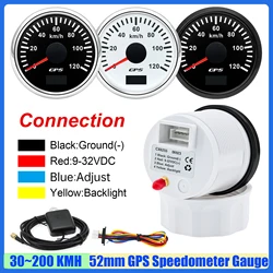 30KMH 60KMH 80KMH 120KMH 200KMH GPS Speedometer Gauge with Antenna 7 Color LED Speed Meter Odometer Auto Car Boat 12V24V Custom