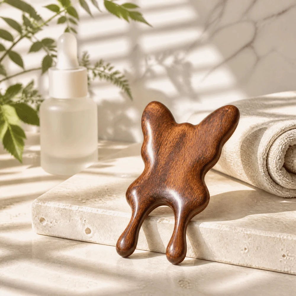 Solid Wood Gua Sha Tool Manual Natural Sandalwood Facial Gua Sha Acupoint Stimulation Hand Polished Face Massager Home Spa