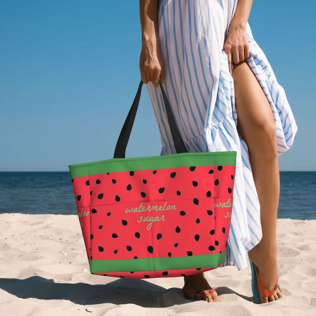 Borsa da viaggio da spiaggia con zucchero anguria, borsa a tracolla per adulti retrò con motivo Multi-stile