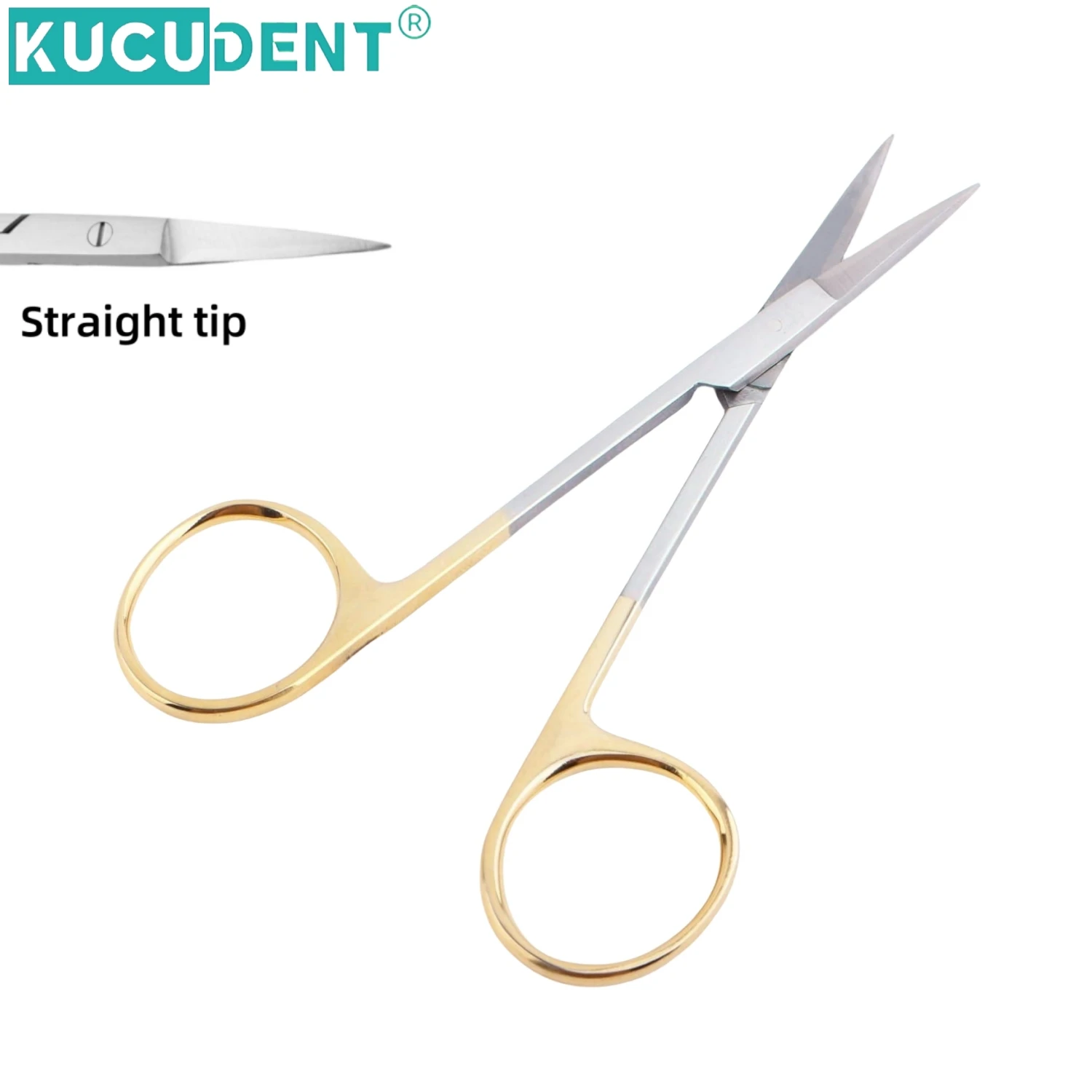 KUCUDENT Dental Surgical Scissors Stainless Steel Needle Holder Plier Straight/Curved Tip Gold Plated Handle Medical Instrument