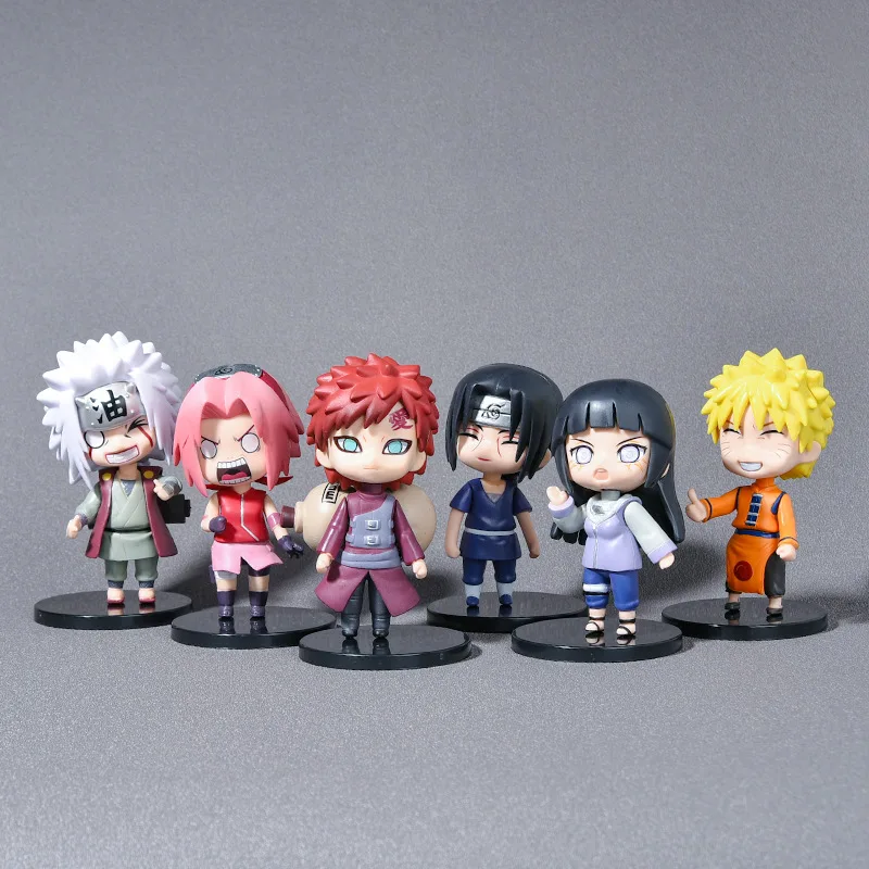 Set of 6 Naruto Figurines Featuring Uzumaki Naruto, Uchiha Sasuke and Haruno Sakura - Perfect for Anime Collectors!