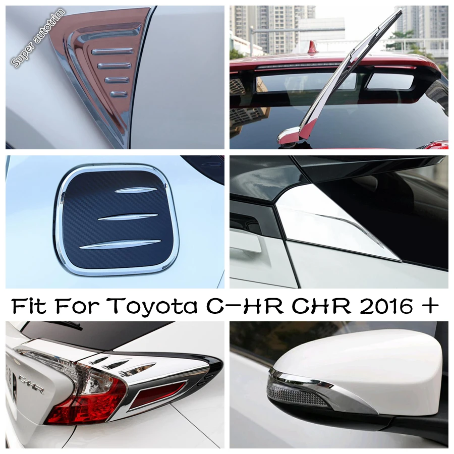 

Chrome Exterior Parts For Toyota C-HR CHR 2016 - 2021 Rear Window Spoiler Tail Lights Lamp Rearview Mirrors Protect Cover Trim