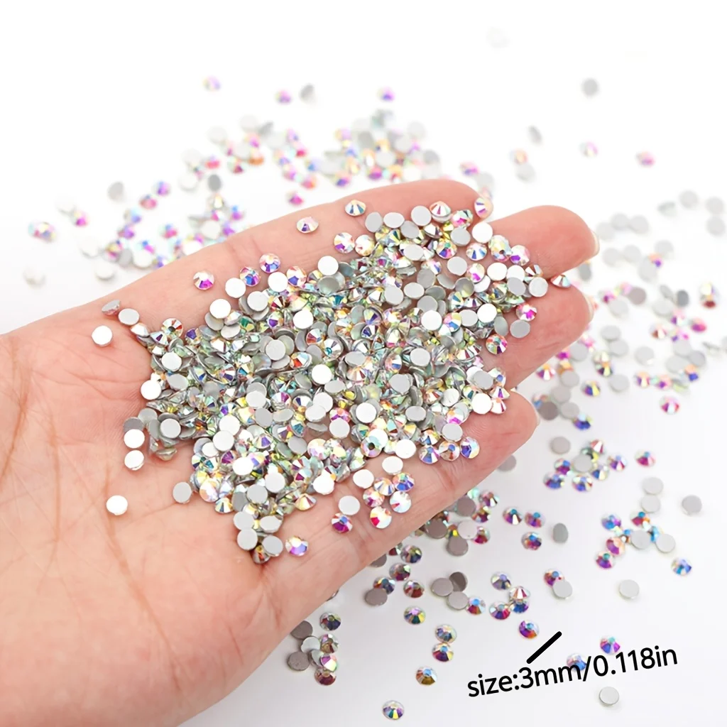 

1,600 pieces, 40 assorted colors, 3mm, flat-back round resin jelly rhinestones