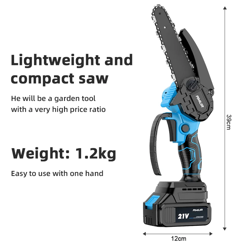 21V 6-Inch Mini Chainsaw Powerful Cordless Rechargeable Handheld Small Electric Saw 2000mAh Battery Pruning Garden Tool