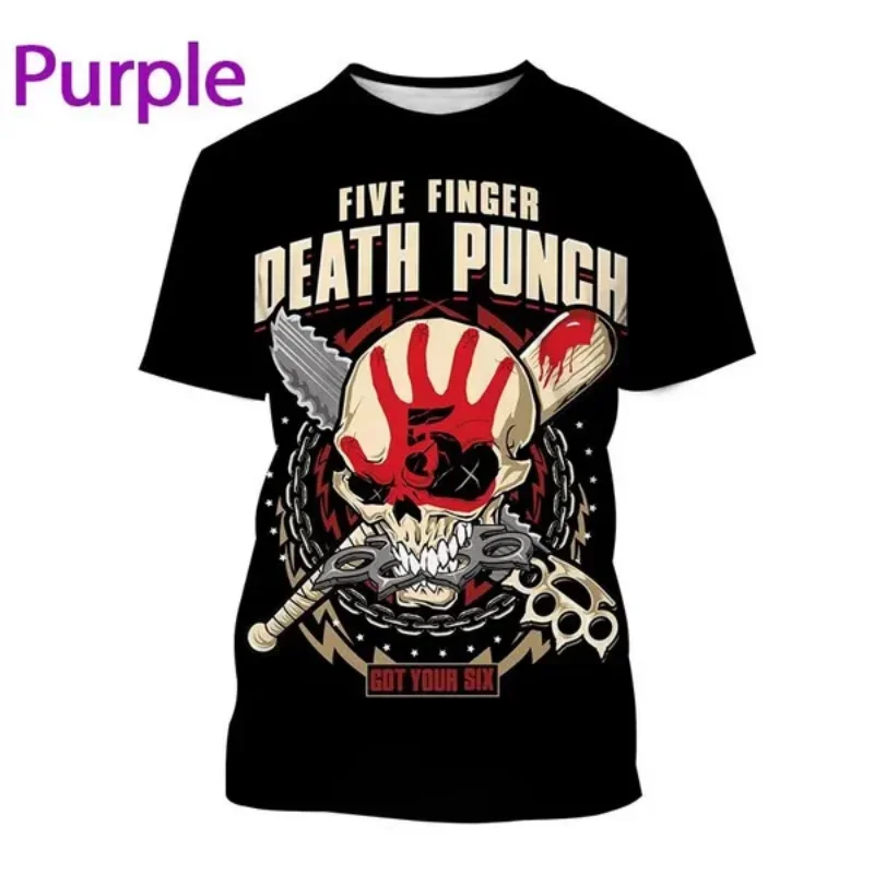 New Pop Metal Band Five Fingers Death Punch 3D Print T-shirt Fashion Men Clothing Hip Hop Harajuku Unisex Oversized T Shirt Tops