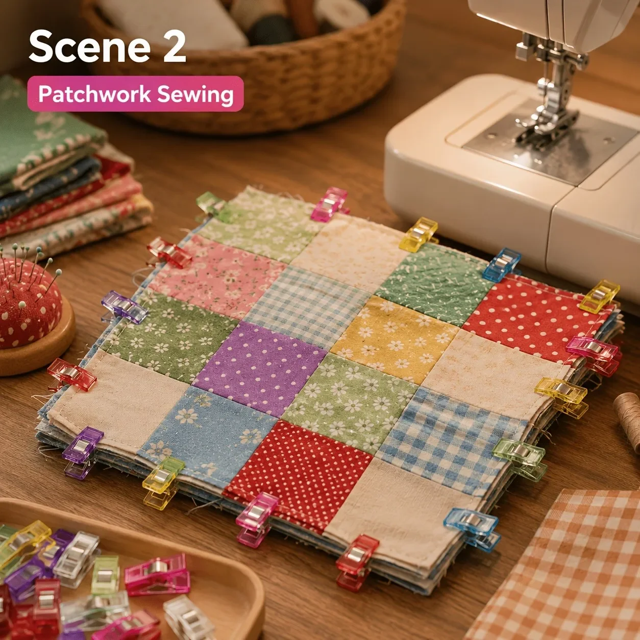 Bunte Kunststoff-Patchwork-Clips, Nähkanten-Befestigungsclips, DIY Handgefertigte Stoffclips – Detail 13