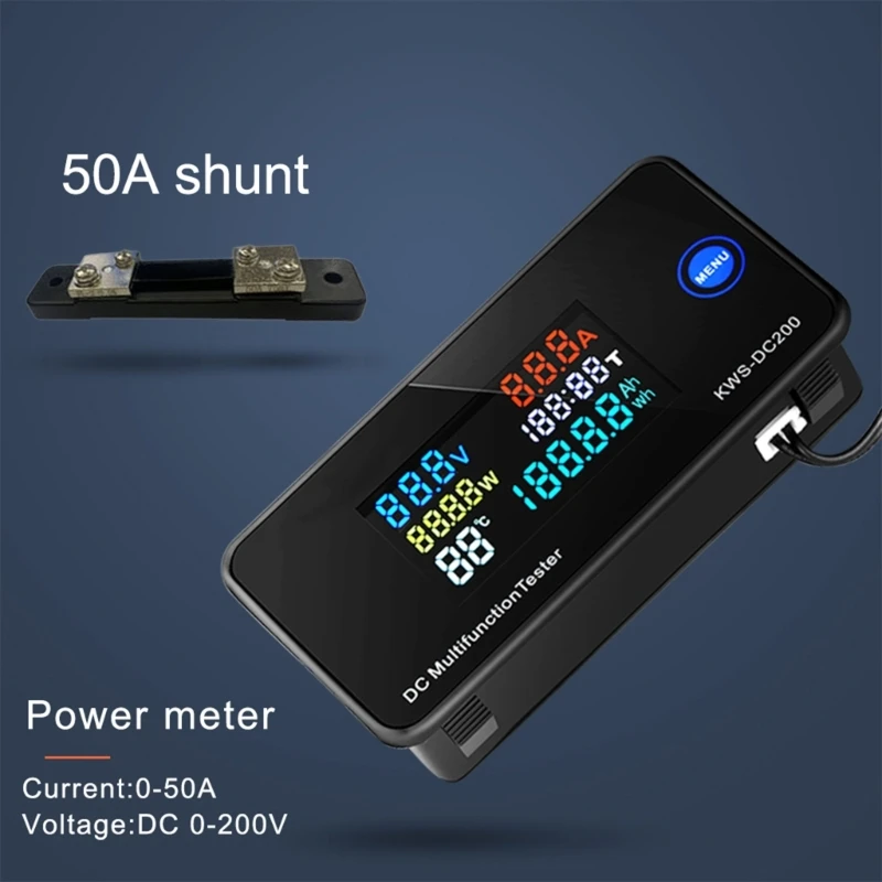 Color Display Digital Power Energy Ammeter Voltmeter 0-200V 10/50/100A Electric Dropship