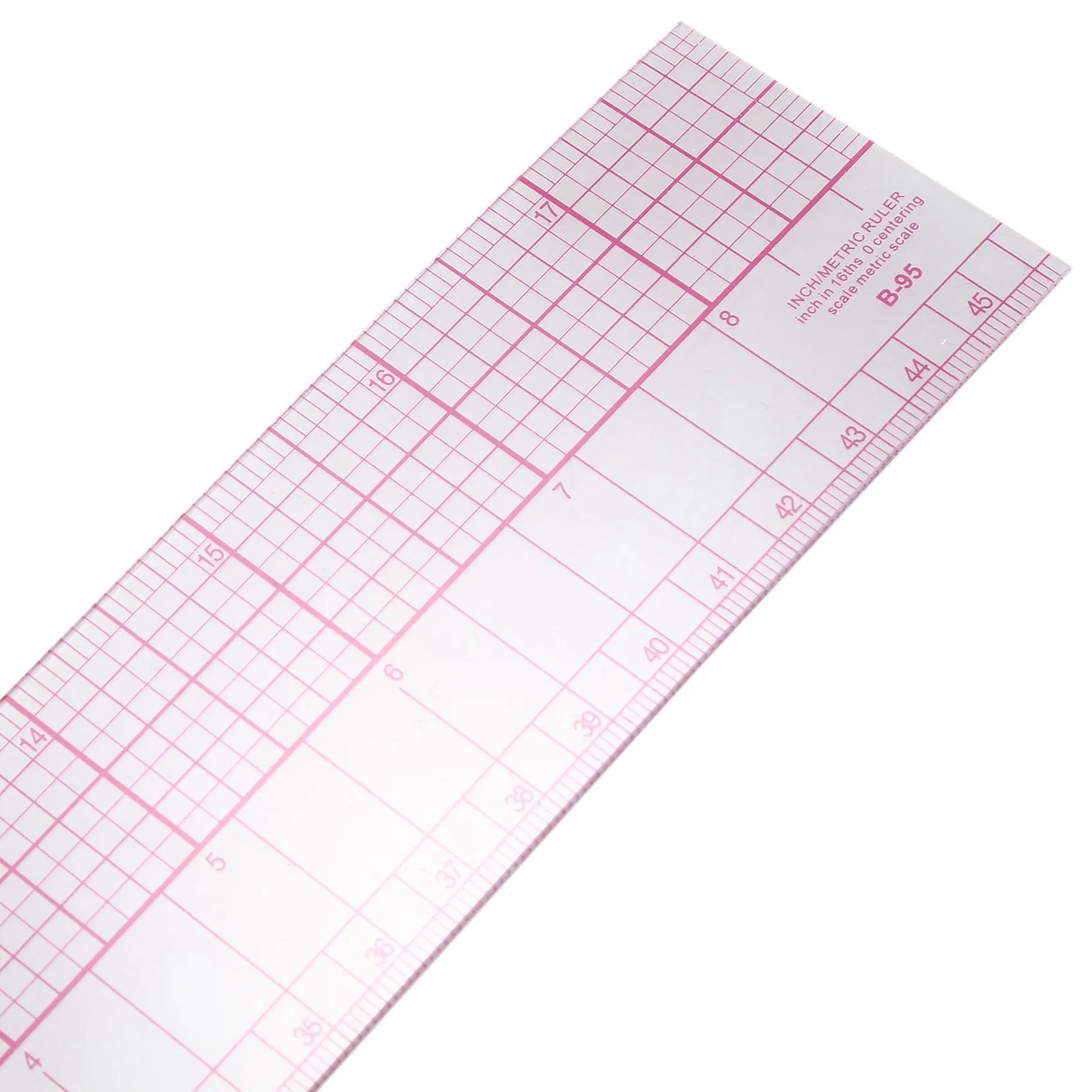 Strumento da disegno compatto 2X Quadrati Angoli Linea parallela Righello metrico in plastica morbida Rosa trasparente