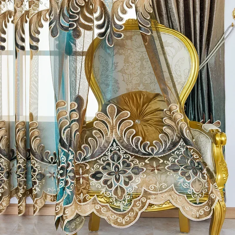 Modern European Style Curtains for Living Dining Room BedroomVilla Luxury Restaurant Intelligent Embroidered Blackout Customize