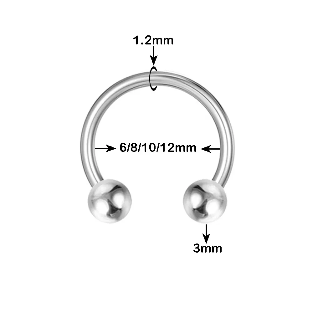 1/5Pcs /Pack Stainless Steel Septum Piercing Nose Ring Cartilage Horseshoe Earrings For Women Men Body Jewelry Punk Accessories