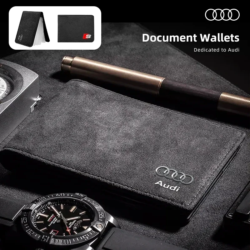 Auto Driver License Cover Suede Anti-Fur Car Driving Documents Case Credit Card Holder For Audi A6 A3 A4 A5 A7 A8 S3 S4 Q2 Q3 TT