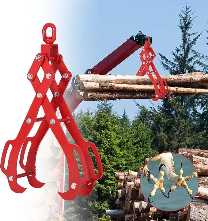 36IN Log Lifting Tongs,4 Claw Timber Heavy Duty Solid Steel,Tractor Grapple,Wooden Tongs,Swivel Dragging Steel Tongs Log Lifting,Lumber Skidding Tongs Logging Grabber