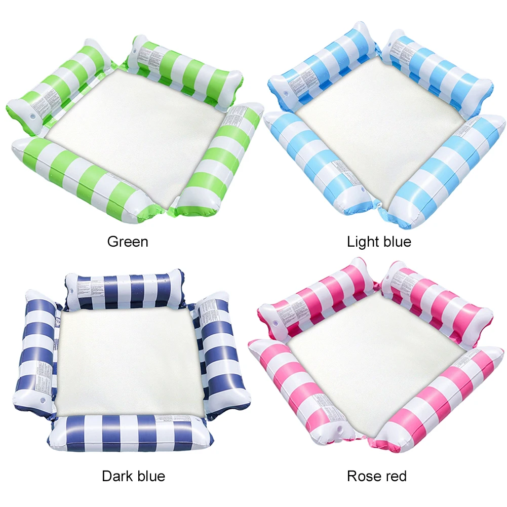 Espreguiçadeira de pvc brinquedos flutuantes confortável listra cama flutuante de água portátil à prova de vazamento leve para suprimentos de piscina de verão