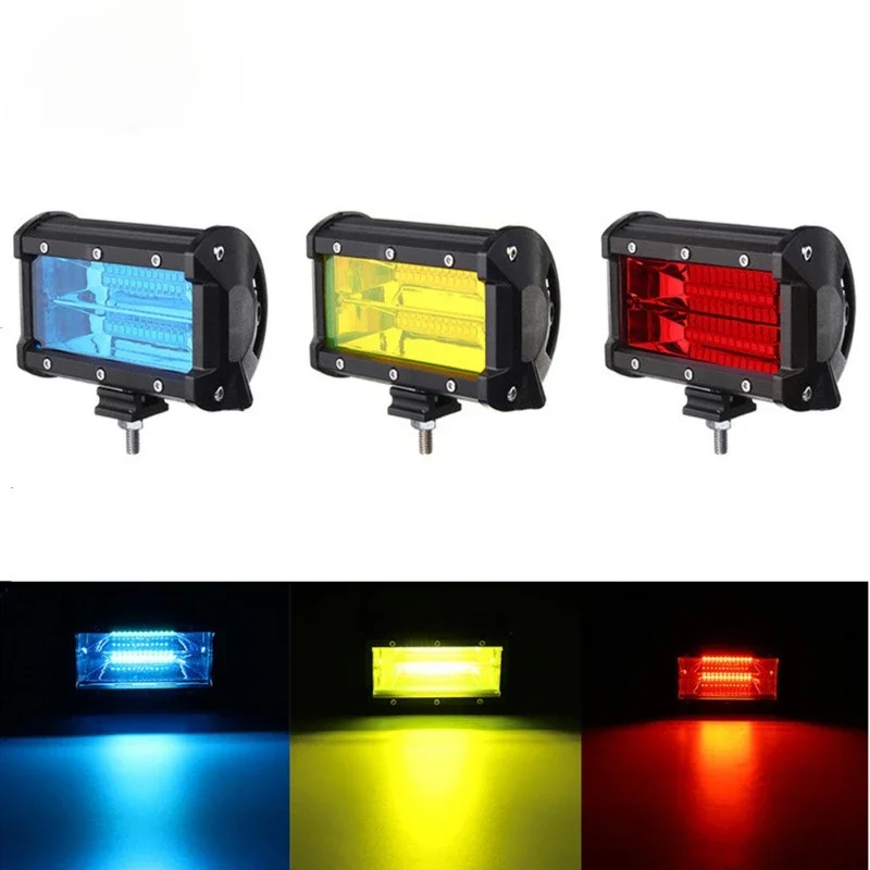 Car LED Work Light 5 inch Trinocular Double Row LED Strip Light Off-road Bike Light Spotlight