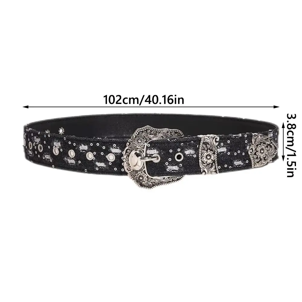 Jeans Broek Decor PU Leer Punk Riem Y2K Gepersonaliseerde Taille Chain Jeans Riem