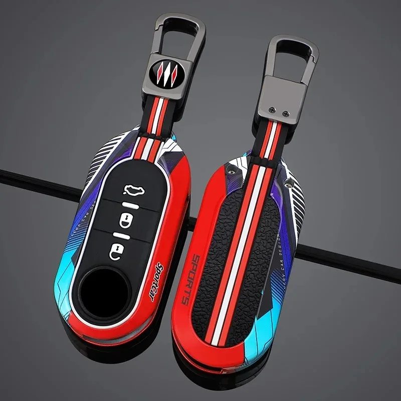 

Racing style Metal Car Flip key case cover For Fiat Ducato 500 500L Panda Grande Punto Lancia Musa Auto Shell Fob Accessories