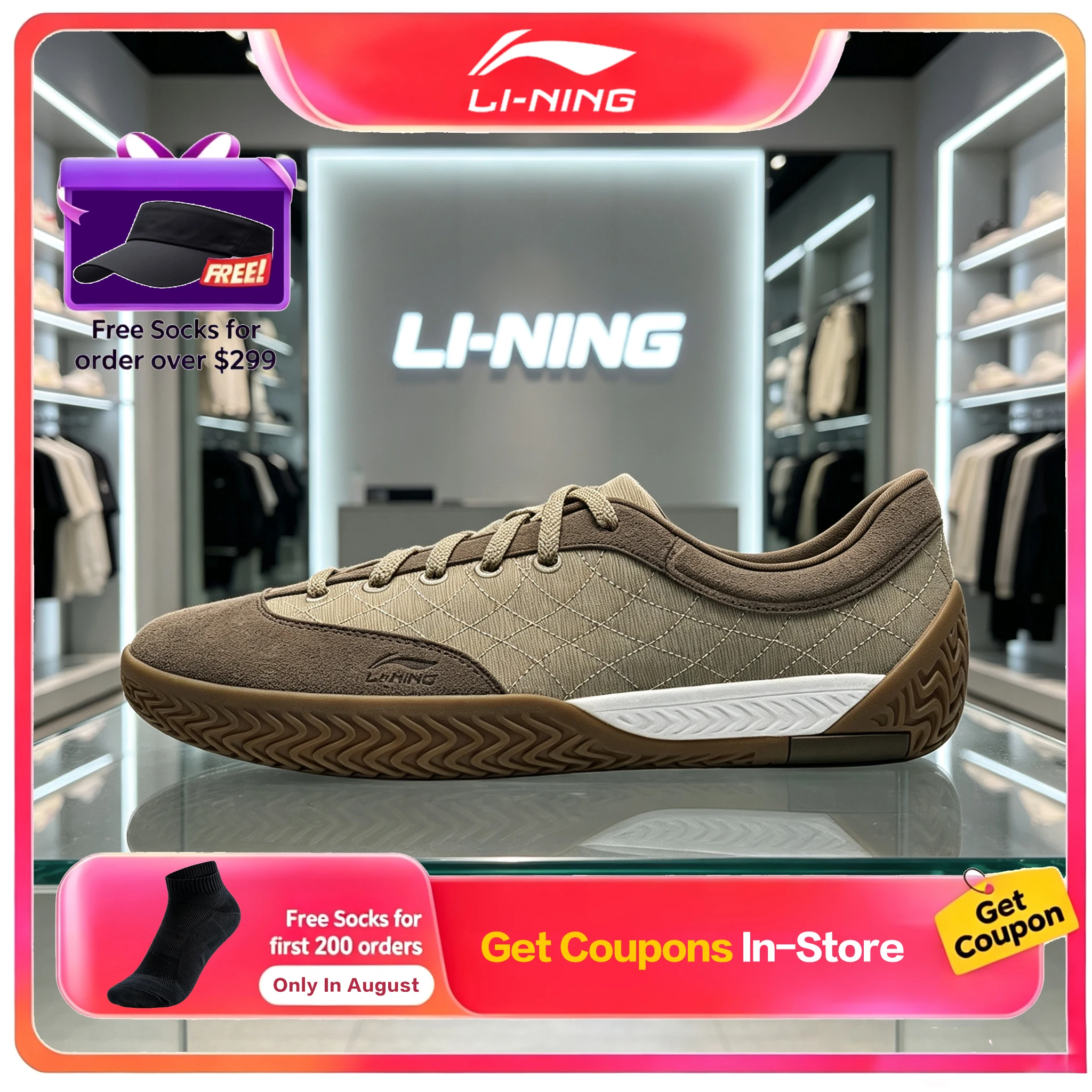 LI NING Poge V2 Men Retro Trainer Shoes 2026 Autumn New Soft Cushion Casual Board Sneakers