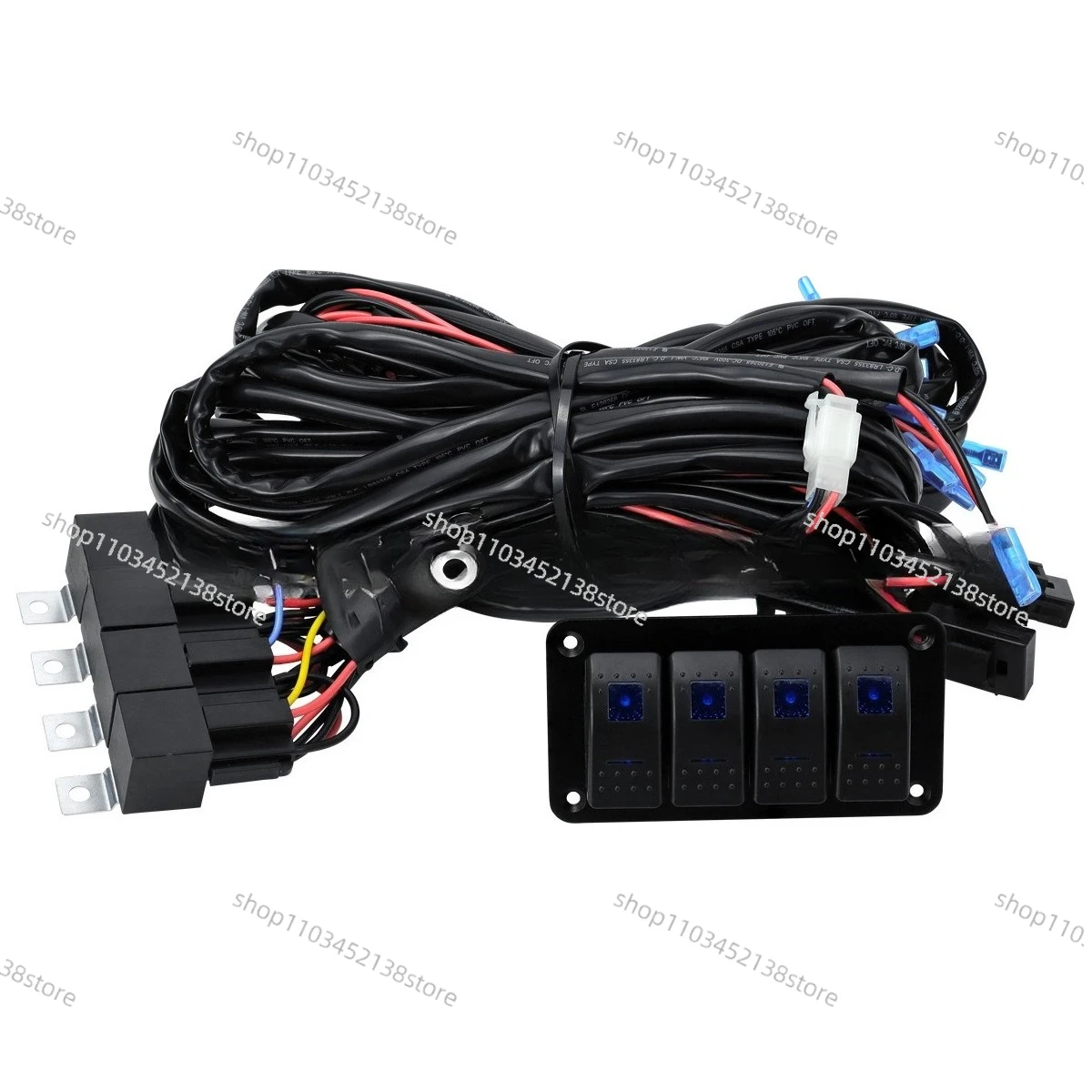 Power Switch Control LED Light Strip Wiring Harness Kit with Fuse Piece 12V Car Lights Pod Light Rocker Switch