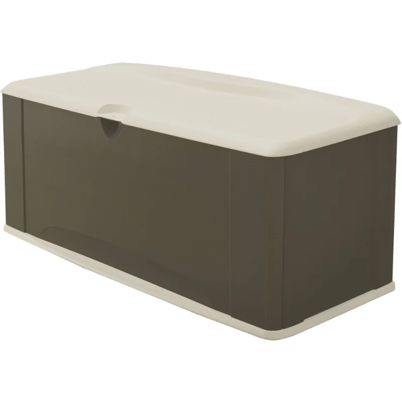 Rubbermaid Outdoor Extra-Large Deck Box Outdoor Storage Box with Seat, Gray & Brown, 121 Gallon