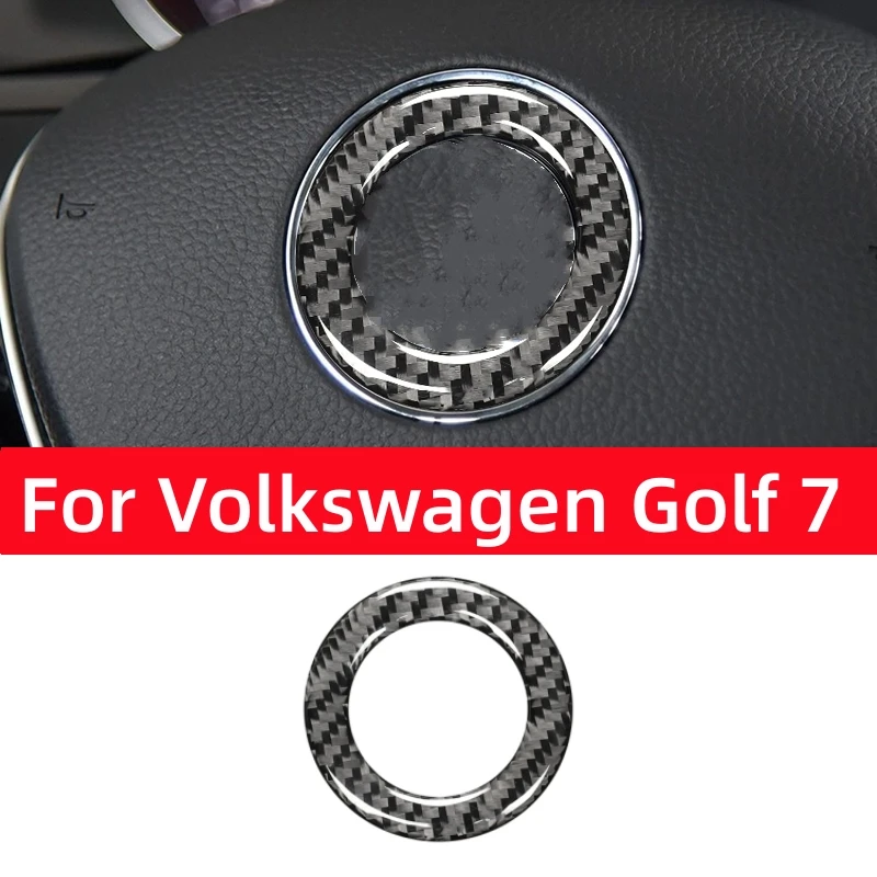 For Volkswagen Vw Golf 7 Gti Mk7 2013-2019 Carbon Fiber Steering Wheel Panel Logo Decor Ring Trim Frame Sticker Car Accessories