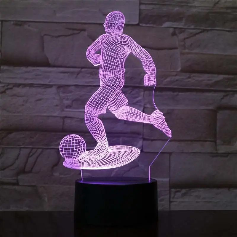 3D Football Play Soccer Lamps 7/16 Colors Changing Optical Illusion Lamp with Remote Birthday Xmas Valentine's Day Gift Idea