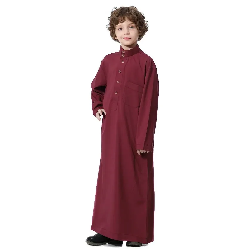 Kaftan Robe de manga comprida infantil, Abaya islâmico, Vestuário árabe do Oriente Médio, Vestido infantil, Kaftan muçulmano, Arábia Saudita Kaftan, Kaftan, Dubai, Thobe muçulmano