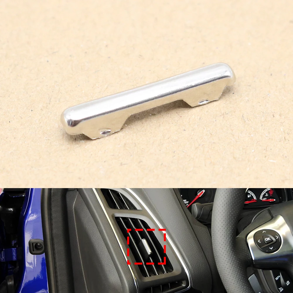 Car Front Air Conditioner A/C Vent Grille Outlet Slider Toggle Piece Chrome Tab Clip Trim For Ford Focus 2012 2013 2014