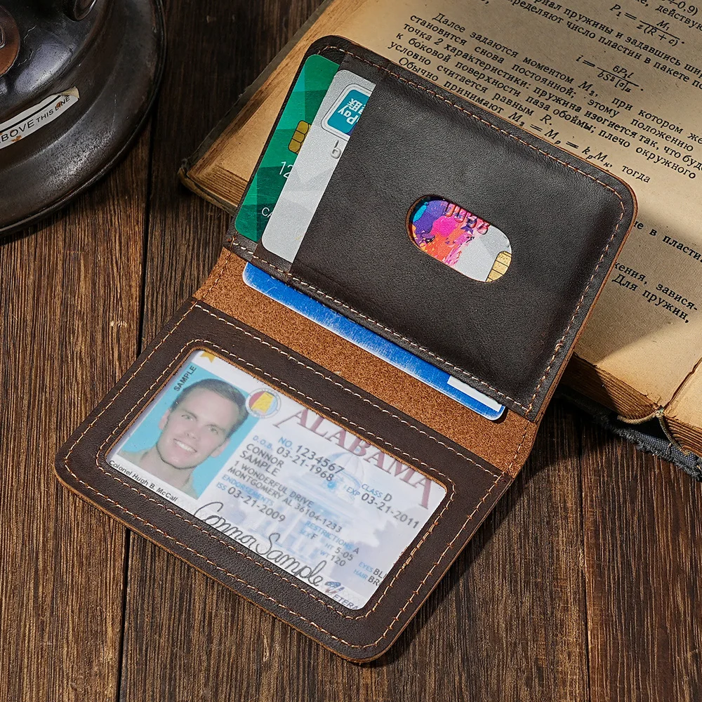 

Кожаный держатель для карт ручной работы в винтажном стиле, минималистичный кожаный кошелек для кредитных карт, кошелек для мужчин, защитный рукав