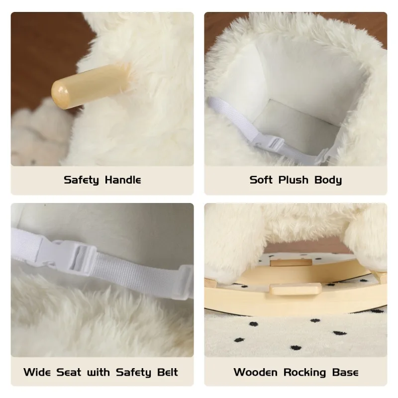 Jouet d'équitation en alpaga oscillant pour enfants, Joystick en peluche blanche, jouet d'équitation pour enfants, cadeau pour pépinière et salle de jeux