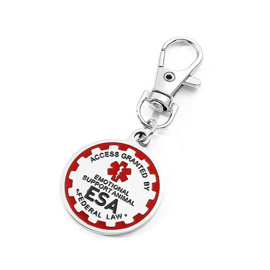 ESA Red Medical Alert Symbol Service Dog Keychain Emotional Support Animal Tags Pendant Keyrings for Women Men Car Key Chain