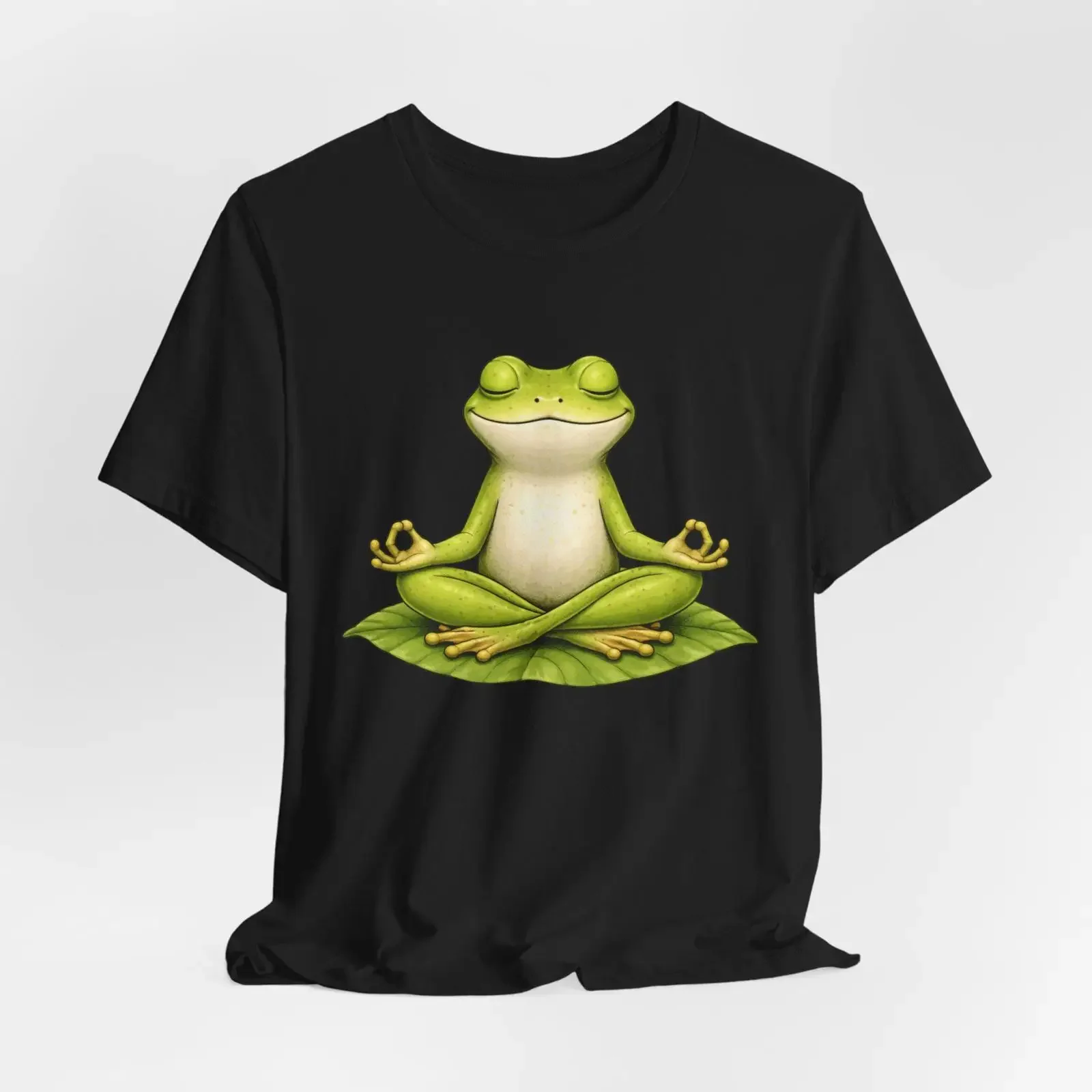 Meditating Frog T Shirt Zen Yoga Mindfulness Animal  vintage Washed fashion graphic Slightly Breathable Stretched homme