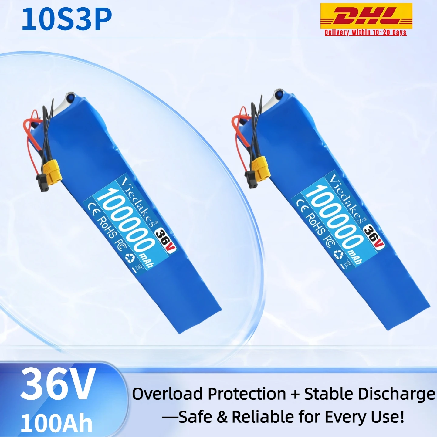 

36V 10S3P 100Ah 18650 Lithium Battery Pack, +42V 2A Charger, 800W Power M365 electric scooter Vehicle battery