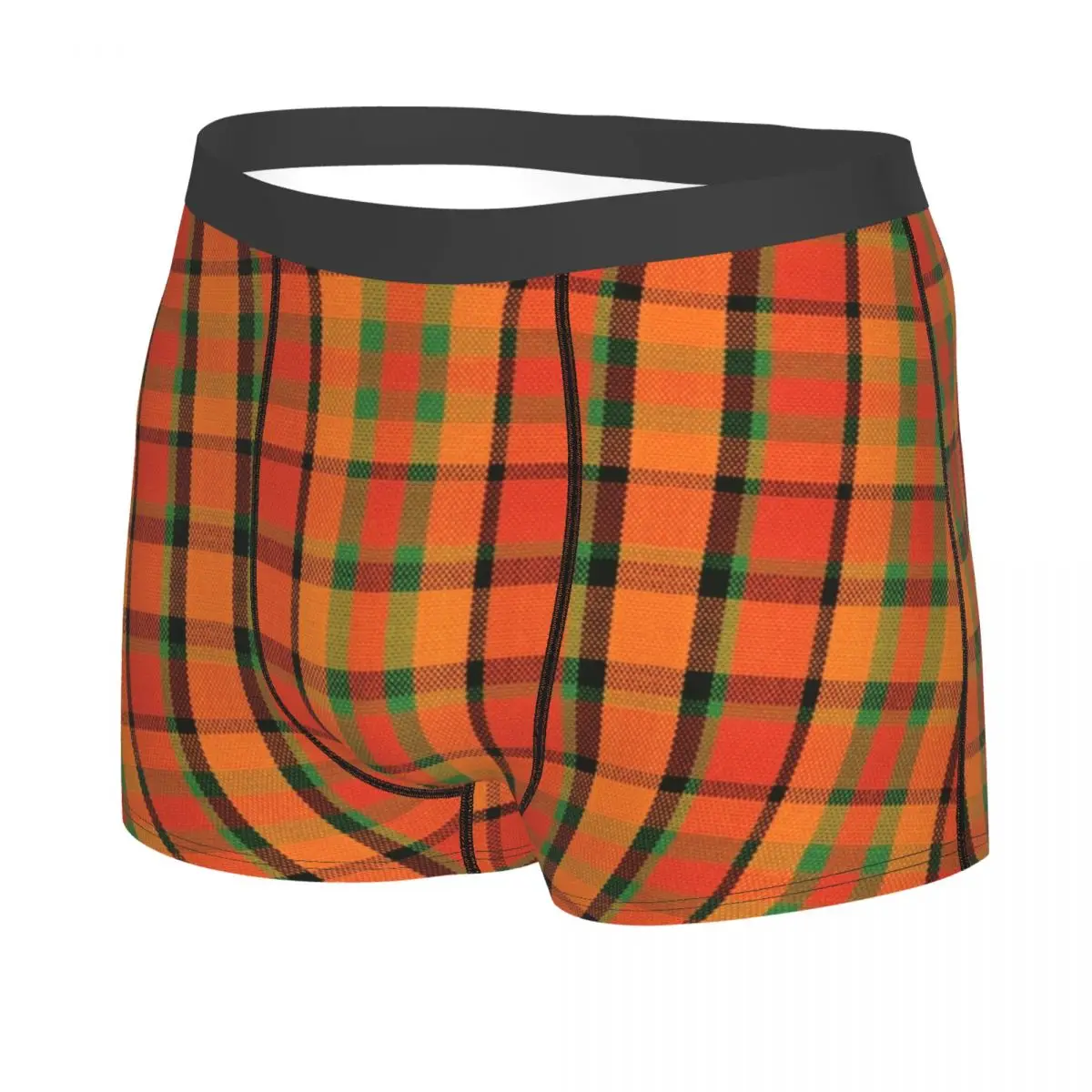 Custom Westy Tartan Orange Plaid Underwear Men Stretch Geometric Gingham Boxer Briefs Shorts Panties Soft Underpants For Homme