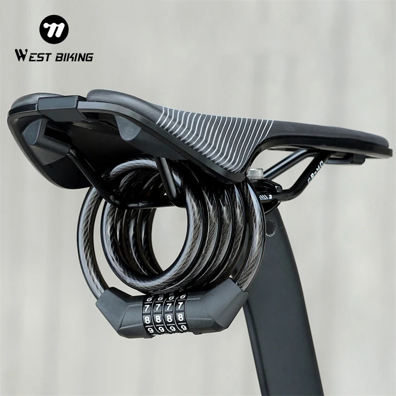 

WEST BIKING Bicycle Cable Lock 4 Digits Code Combination Steel Wire Lock Waterproof Wear-resistant Bicycle Locks Of Metal