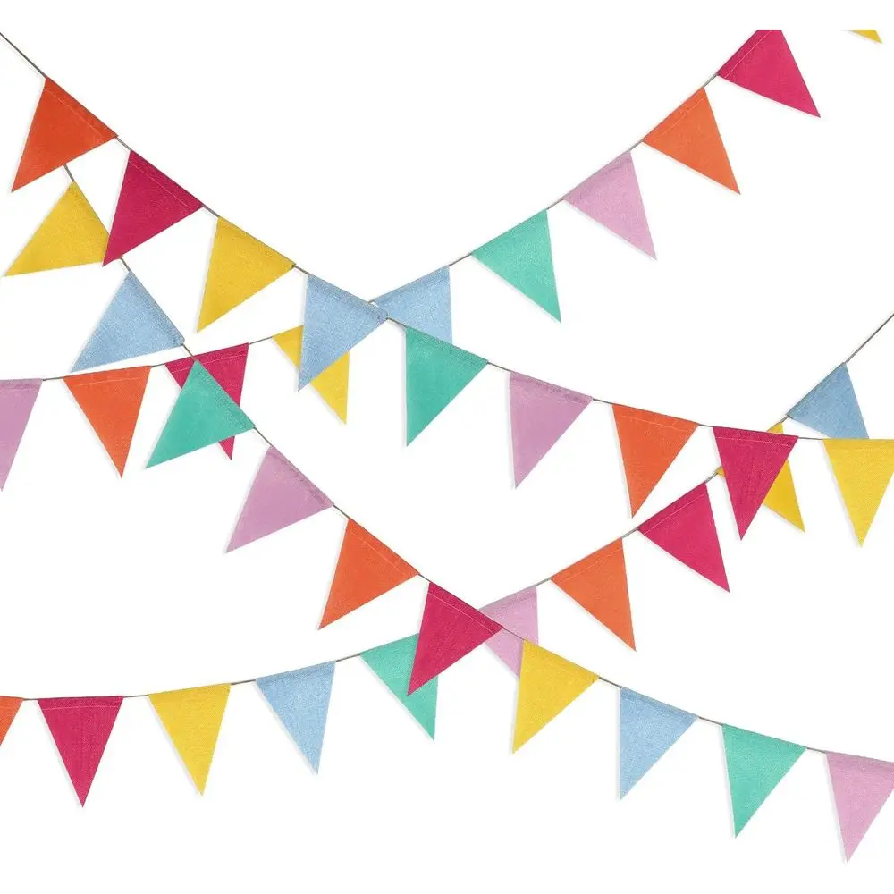 

Multicolored Pennant Banner Set for Birthdays, Classrooms, and Outdoor Parties (Pastel)