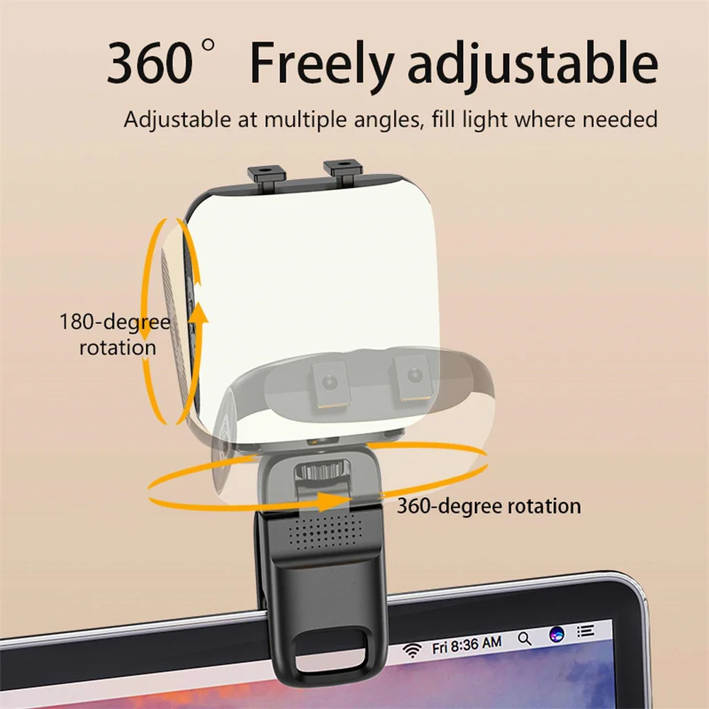 Luz LED con Clip para selfi, Luz Portátil para teléfono en vivo, tableta, ordenador portátil, fotografía, maquillaje, vídeo, luz de relleno de escritorio, actualización de 2024