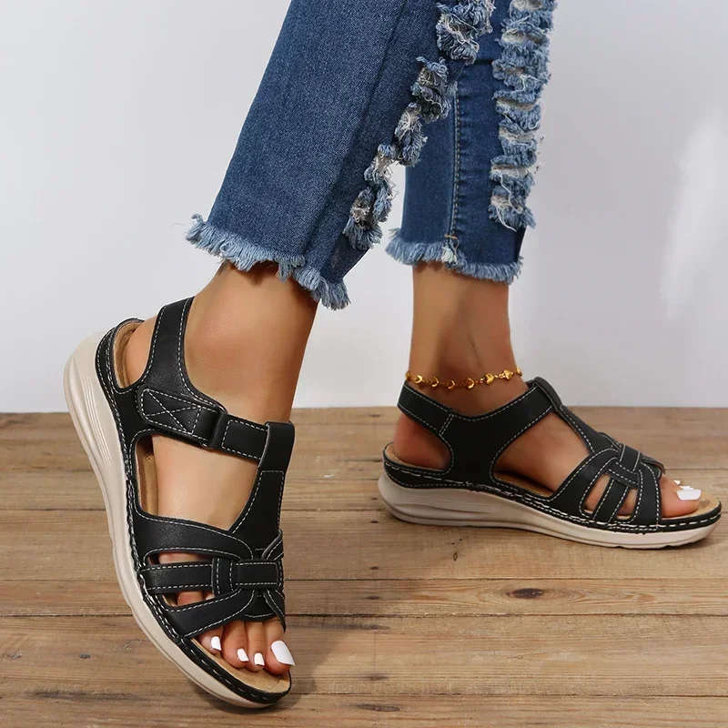 Premium Orthopedic Sandals Women 2024 Summer New Fashion Platform Beach Sandals Ladies Open Toed Wedge Shoes Female Zapatos