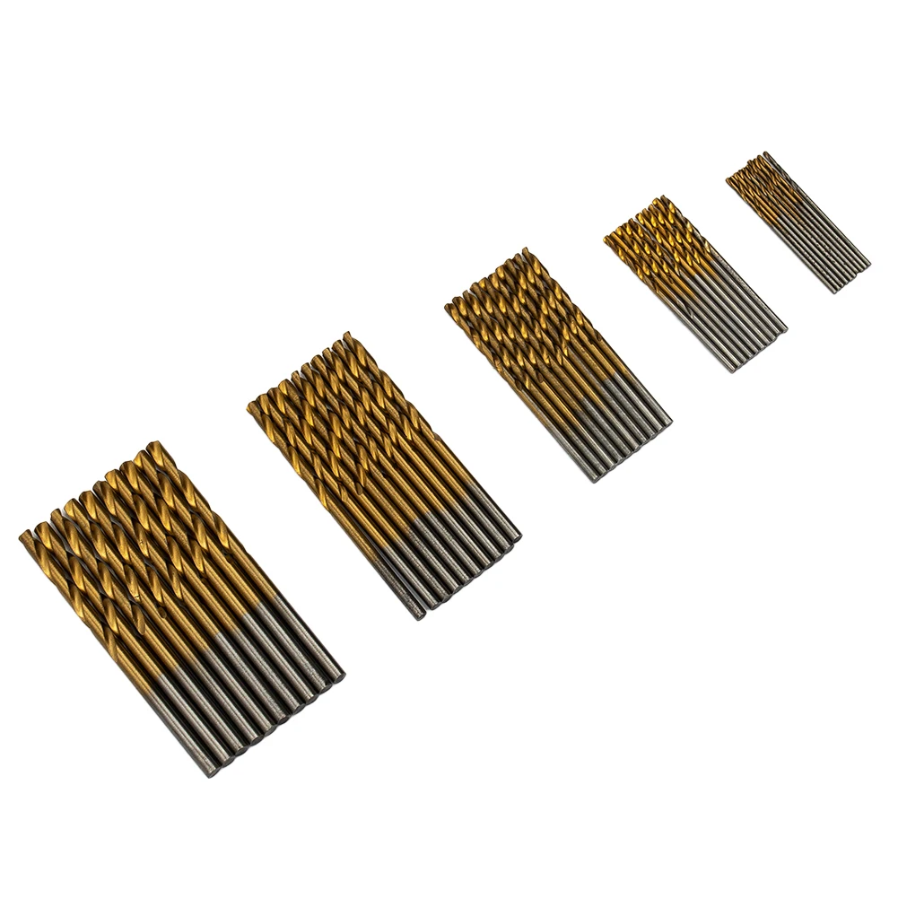 

50Pcs Titanium Coated HSS High Speed Steel Drill Bit Set Metal Hole Grooving Drill Saw Carpenter Woodworking Tools