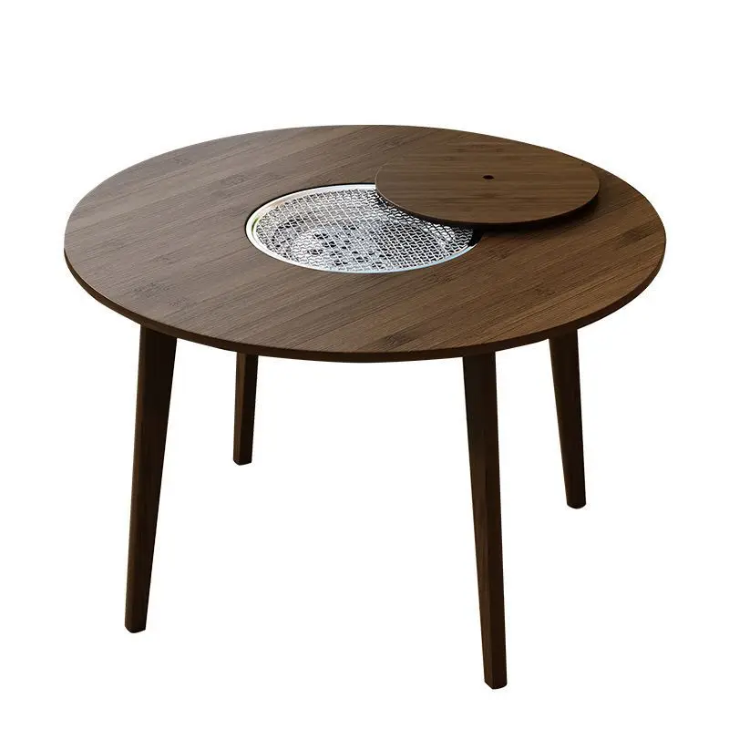 

Internet celebrity tea table balcony charcoal grill grill, round convenient coffee table