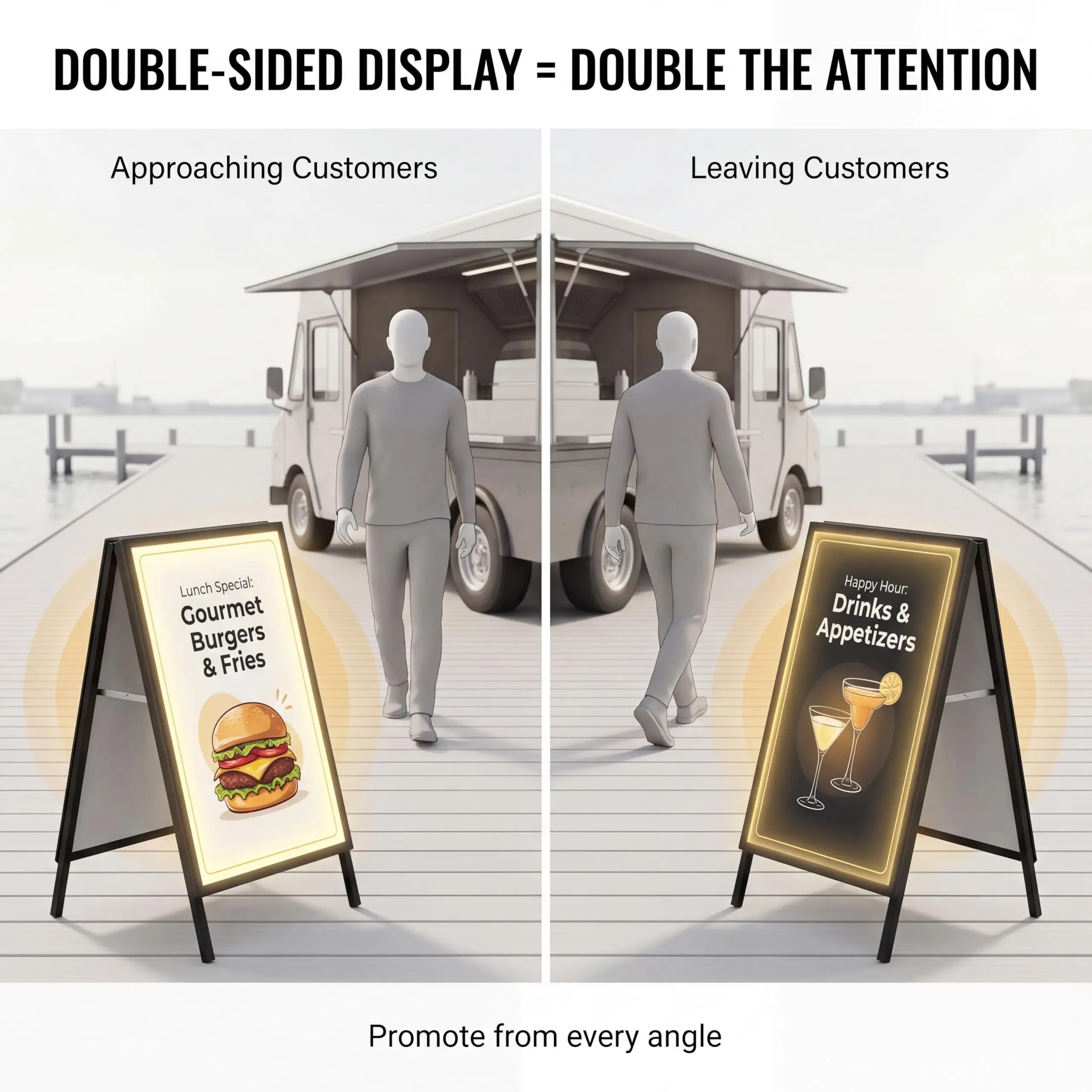 24x40 LED A-Frame Sidewalk Sign – Double-Sided Illuminated Backlit Poster Display for Retail, Restaurants & Businesses