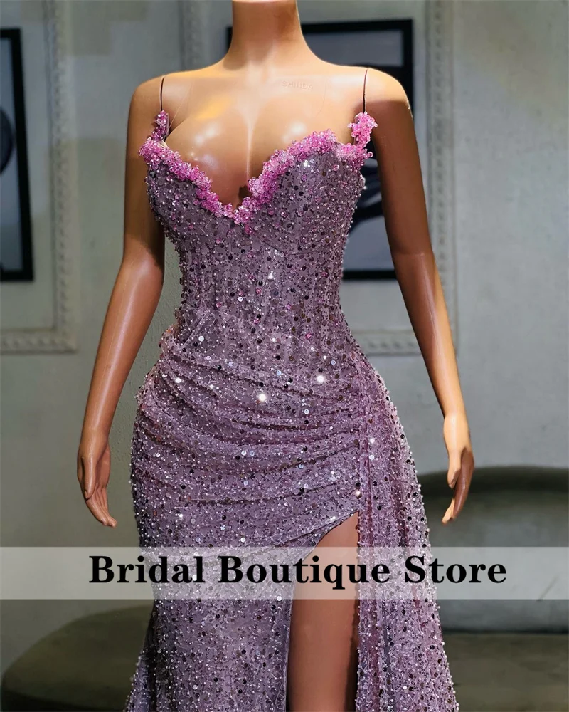 Exquisite Purple Evening Dresses Glitter Beading Crystals Wedding Engagement Reception Party Formal Prom Gowns Customized