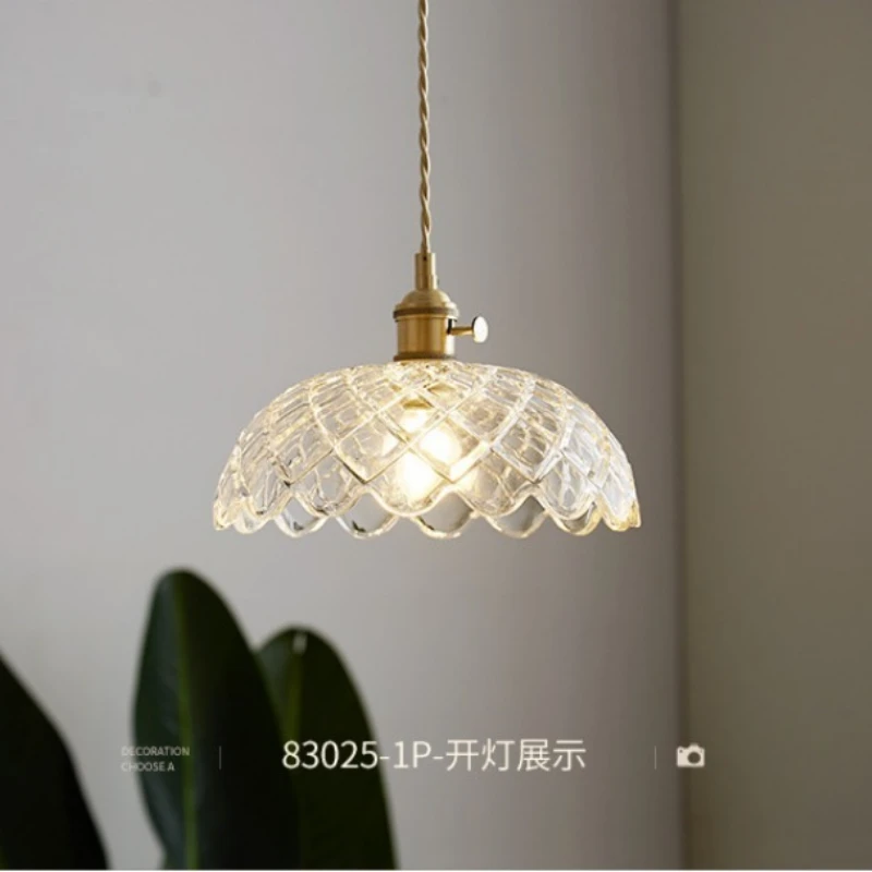 

Retro Brass Glass Pendant Light - Handmade Nordic Style Ceiling Lamp for Living Room, Bedroom, Cafe (E27)