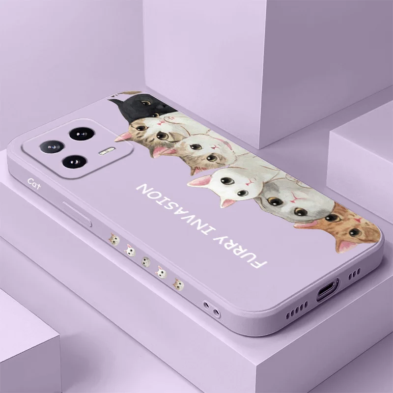 

Fluffy Fat Cat Phone Case For Xiaomi Mi 15 14 14T 13 13T 12 12X 12T 12S 11 11T 10 10T 9 9T Pro Lite Liquid Silicone Cover