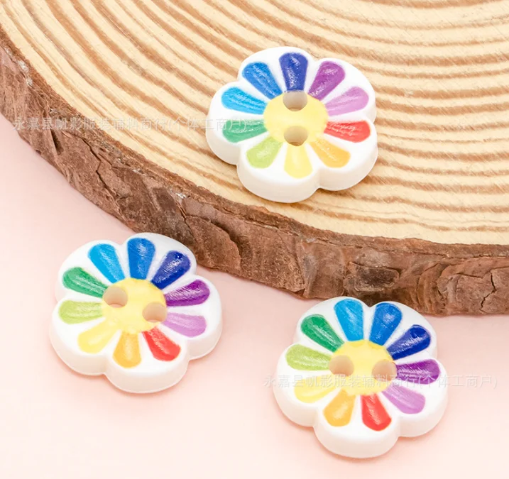 Cute 3D Daisy Pattern Plastic Buttons Children's Clothing Hand-Sewn Two-Eyed Soft Colorful Toys for Kids